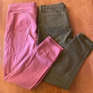J.Crew- Two pairs of size 29 khakis- Olive and Coral